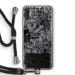 CaseCompany Vexx Black Mixtape: Samsung Galaxy A11 Transparant Hoesje met koord