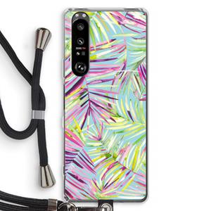 CaseCompany Tropical Palms Blue: Sony Xperia 1 III Transparant Hoesje met koord