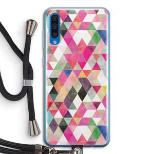 CaseCompany Gekleurde driehoekjes: Samsung Galaxy A50 Transparant Hoesje met koord