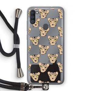 CaseCompany Tijger: Samsung Galaxy A11 Transparant Hoesje met koord
