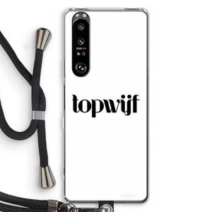 CaseCompany Topwijf Wit: Sony Xperia 1 III Transparant Hoesje met koord