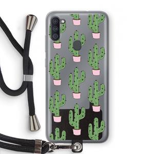 CaseCompany Cactus Lover: Samsung Galaxy A11 Transparant Hoesje met koord