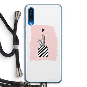 CaseCompany Zwart-wit cactus: Samsung Galaxy A50 Transparant Hoesje met koord