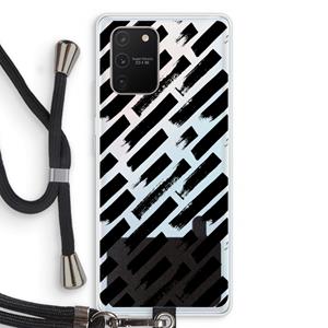 CaseCompany Zwarte vegen: Samsung Galaxy S10 Lite Transparant Hoesje met koord