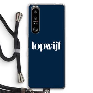 CaseCompany Topwijf Navy: Sony Xperia 1 III Transparant Hoesje met koord