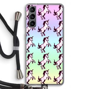 CaseCompany Musketon Unicorn: Samsung Galaxy S21 Transparant Hoesje met koord