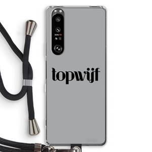 CaseCompany Topwijf Grijs Zwart: Sony Xperia 1 III Transparant Hoesje met koord