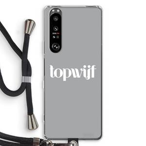 CaseCompany Topwijf Grijs Wit: Sony Xperia 1 III Transparant Hoesje met koord