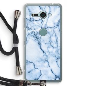 CaseCompany Blauw marmer: Sony Xperia XZ2 Compact Transparant Hoesje met koord