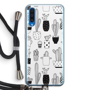 CaseCompany Cactusmotief: Samsung Galaxy A50 Transparant Hoesje met koord