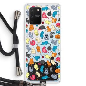 CaseCompany Kleurrijke katten: Samsung Galaxy S10 Lite Transparant Hoesje met koord