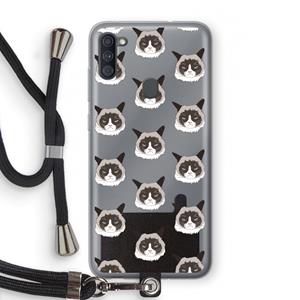 CaseCompany It's a Purrr Case: Samsung Galaxy A11 Transparant Hoesje met koord
