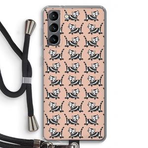 CaseCompany Zwarte poes: Samsung Galaxy S21 Transparant Hoesje met koord