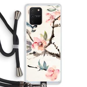 CaseCompany Japanse bloemen: Samsung Galaxy S10 Lite Transparant Hoesje met koord
