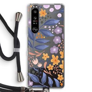 CaseCompany Flowers with blue leaves: Sony Xperia 1 III Transparant Hoesje met koord