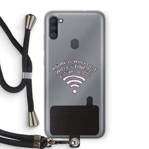 CaseCompany Home Is Where The Wifi Is: Samsung Galaxy A11 Transparant Hoesje met koord