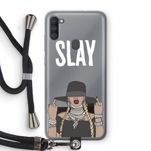CaseCompany Slay All Day: Samsung Galaxy A11 Transparant Hoesje met koord