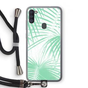 CaseCompany Palmbladeren: Samsung Galaxy A11 Transparant Hoesje met koord