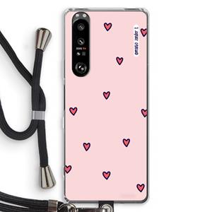 CaseCompany Hartjes: Sony Xperia 1 III Transparant Hoesje met koord