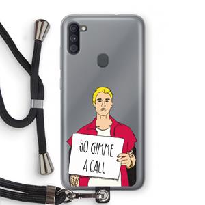 CaseCompany Gimme a call: Samsung Galaxy A11 Transparant Hoesje met koord