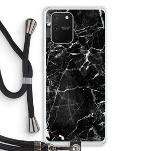 CaseCompany Zwart Marmer 2: Samsung Galaxy S10 Lite Transparant Hoesje met koord