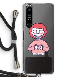 CaseCompany Hartje: Sony Xperia 1 III Transparant Hoesje met koord