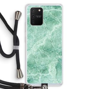 CaseCompany Groen marmer: Samsung Galaxy S10 Lite Transparant Hoesje met koord