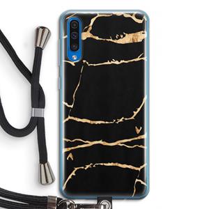 CaseCompany Gouden marmer: Samsung Galaxy A50 Transparant Hoesje met koord