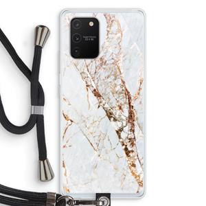 CaseCompany Goud marmer: Samsung Galaxy S10 Lite Transparant Hoesje met koord