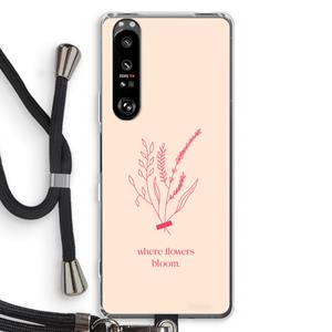 CaseCompany Where flowers bloom: Sony Xperia 1 III Transparant Hoesje met koord