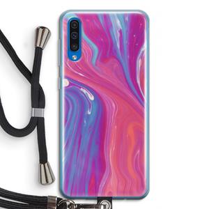 CaseCompany Paarse stroom: Samsung Galaxy A50 Transparant Hoesje met koord