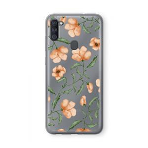 CaseCompany Peachy flowers: Samsung Galaxy A11 Transparant Hoesje