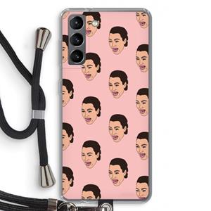 CaseCompany Ugly Cry Call: Samsung Galaxy S21 Transparant Hoesje met koord
