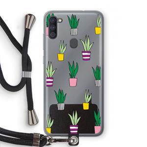 CaseCompany Sanseveria: Samsung Galaxy A11 Transparant Hoesje met koord