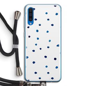 CaseCompany Blauwe stippen: Samsung Galaxy A50 Transparant Hoesje met koord