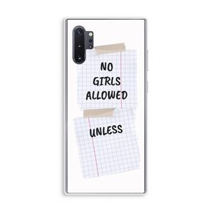 CaseCompany No Girls Allowed Unless: Samsung Galaxy Note 10 Plus Transparant Hoesje