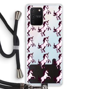 CaseCompany Musketon Unicorn: Samsung Galaxy S10 Lite Transparant Hoesje met koord