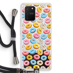 CaseCompany Pink donuts: Samsung Galaxy S10 Lite Transparant Hoesje met koord