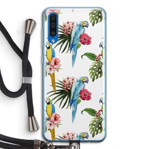 CaseCompany Kleurrijke papegaaien: Samsung Galaxy A50 Transparant Hoesje met koord