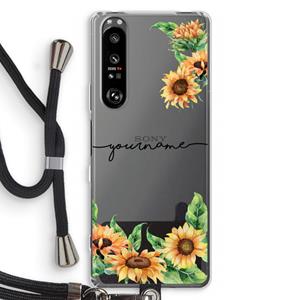 CaseCompany Zonnebloemen: Sony Xperia 1 III Transparant Hoesje met koord