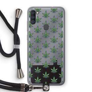 CaseCompany Weed: Samsung Galaxy A11 Transparant Hoesje met koord