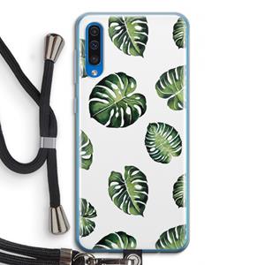 CaseCompany Tropische bladeren: Samsung Galaxy A50 Transparant Hoesje met koord