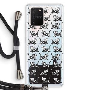 CaseCompany Zwarte poes: Samsung Galaxy S10 Lite Transparant Hoesje met koord