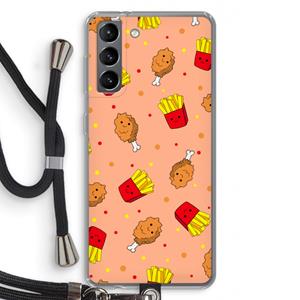 CaseCompany Chicken 'n Fries: Samsung Galaxy S21 Transparant Hoesje met koord