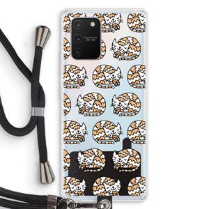 CaseCompany Slapende poes: Samsung Galaxy S10 Lite Transparant Hoesje met koord