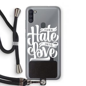 CaseCompany Turn hate into love: Samsung Galaxy A11 Transparant Hoesje met koord