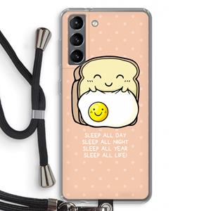 CaseCompany Sleep All Day: Samsung Galaxy S21 Transparant Hoesje met koord