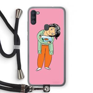 CaseCompany Visknuffel: Samsung Galaxy A11 Transparant Hoesje met koord