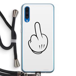CaseCompany Middle finger white: Samsung Galaxy A50 Transparant Hoesje met koord