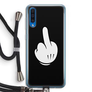 CaseCompany Middle finger black: Samsung Galaxy A50 Transparant Hoesje met koord